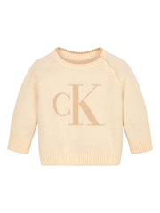 Calvin Klein Natural Fluffy Monogram Logo Sweater - Image 1 of 1