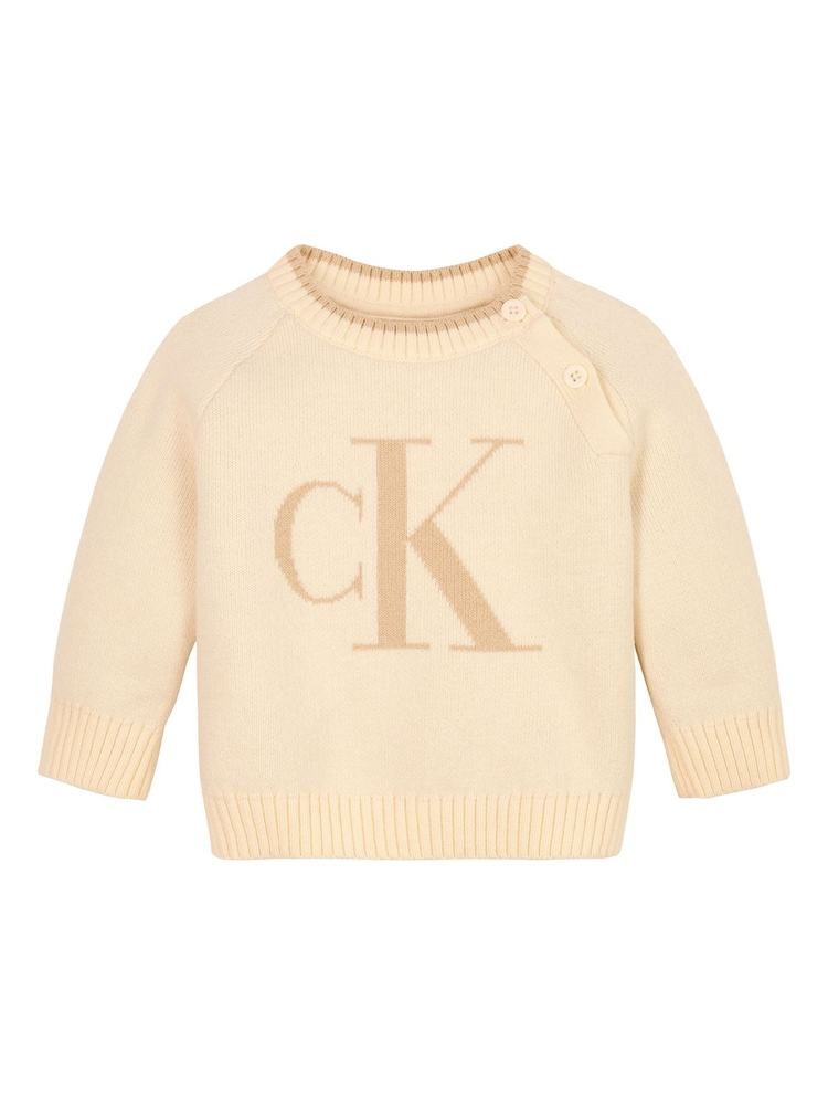 Calvin Klein Natural Fluffy Monogram Logo Sweater - Image 1 of 1