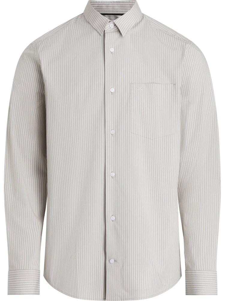 Calvin Klein Brown Light Slim Fit Poplin Stretch Shirt - Image 1 of 2