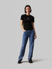 Calvin Klein Jeans Woven Label Ribbed T-Shirt - Image 1 of 5