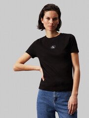 Calvin Klein Jeans Woven Label Ribbed T-Shirt - Image 3 of 5