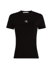 Calvin Klein Jeans Woven Label Ribbed T-Shirt - Image 5 of 5