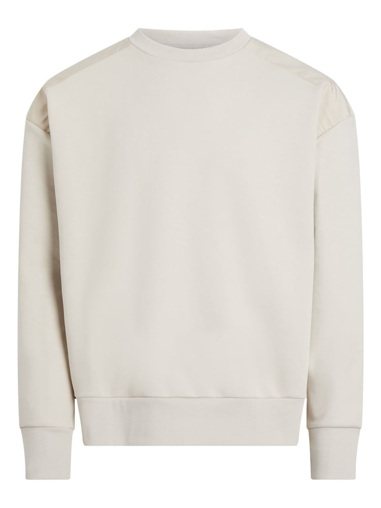 Calvin Klein Brown Mix Media Interlock Sweatshirt - Image 1 of 4