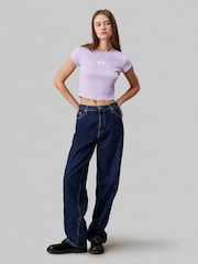 Calvin Klein Jeans Woven Label Ribbed T-Shirt - Image 1 of 5