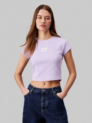 Calvin Klein Jeans Woven Label Ribbed T-Shirt - Image 3 of 5