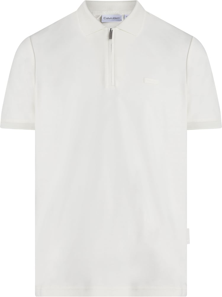 Calvin Klein White Smooth Cotton Welt Zip Polo Shirt - Image 1 of 2