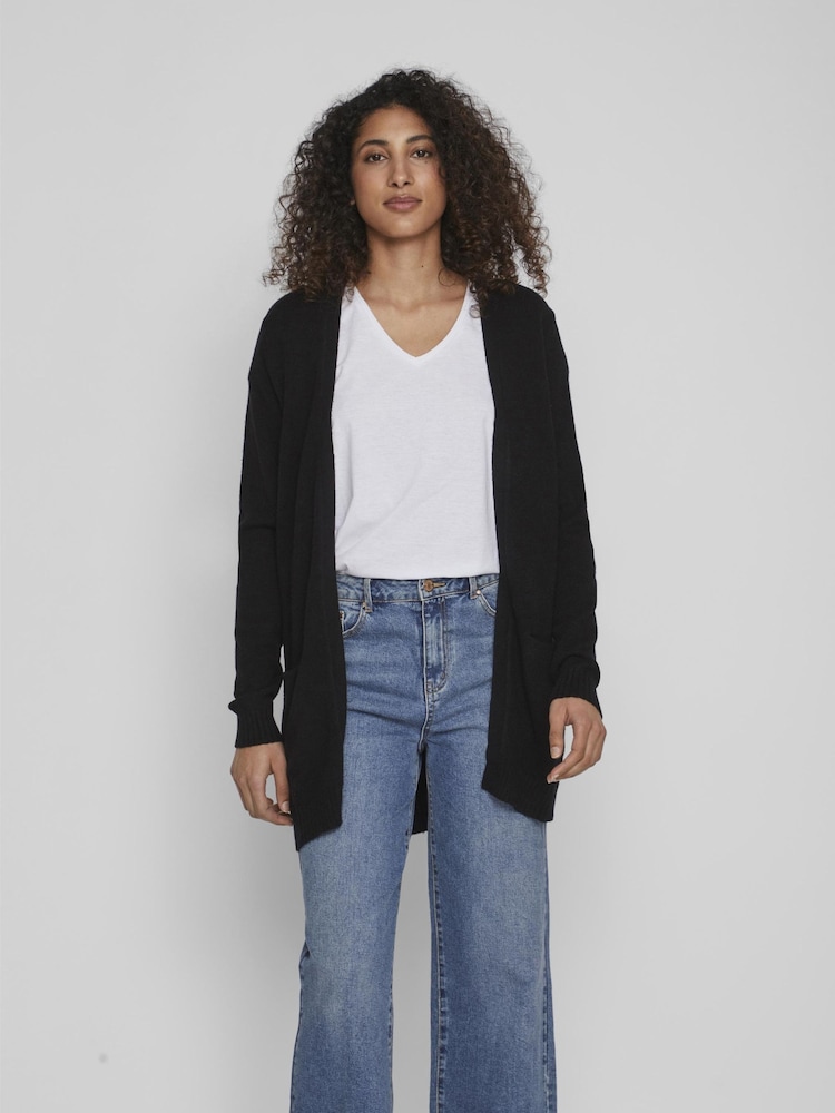 VILA Black Long Sleeve Lightweight Knit Cardigan - Image 1 of 5