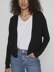 VILA Black Long Sleeve Cropped Lightweight Cardigan - Image 2 of 4