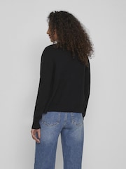 VILA Black Long Sleeve Cropped Lightweight Cardigan - Image 3 of 4