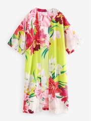 Lime Green and Pink Floral Print Kew Collection 3/4 Sleeve Kimono - Image 3 of 5