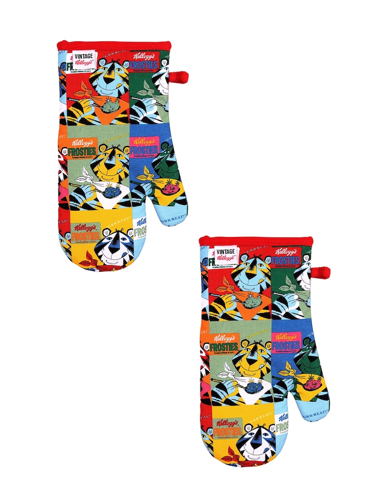 Dexam Kellogg's Set of 2 Multi Pop Art Frosties Gauntlets Oven 100% Cotton Glove - Image 1 of 1