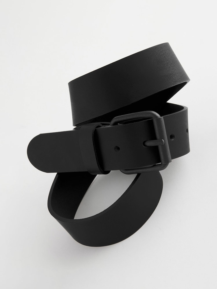 Negro - Cinturón de piel casual - Imagen 2 de 3 Negro - Cinturón de piel casual - Imagen 2 de 3
