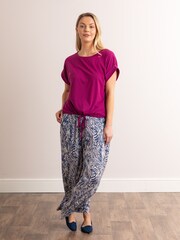 Lakeland Leather Blue Clothing Paula Animal Print Wide Leg Trousers - Image 1 of 4