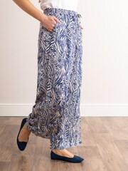 Lakeland Leather Blue Clothing Paula Animal Print Wide Leg Trousers - Image 2 of 4