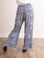 Lakeland Leather Blue Clothing Paula Animal Print Wide Leg Trousers - Image 3 of 4