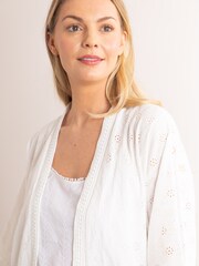 Lakeland Leather White Clothing Kimmy Pointelle 3/4 Sleeve Cardigan - Image 4 of 6