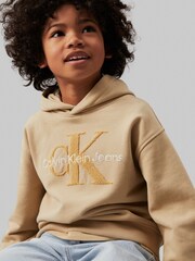 Calvin Klein Green Peached Terry Monologo Hoodie - Image 2 of 5