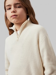 Calvin Klein White Half-Zip Monogram Sweater - Image 2 of 4