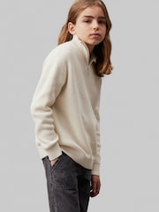 Calvin Klein White Half-Zip Monogram Sweater - Image 3 of 4