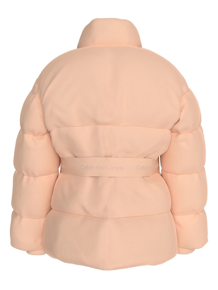 Calvin Klein Pink Logo Tape Belted Jacket - Image 2 of 3