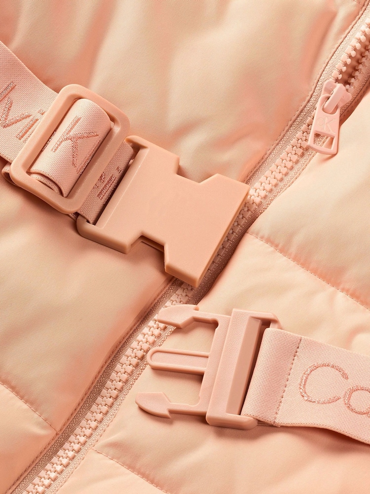 Calvin Klein Pink Logo Tape Belted Jacket - Image 3 of 3
