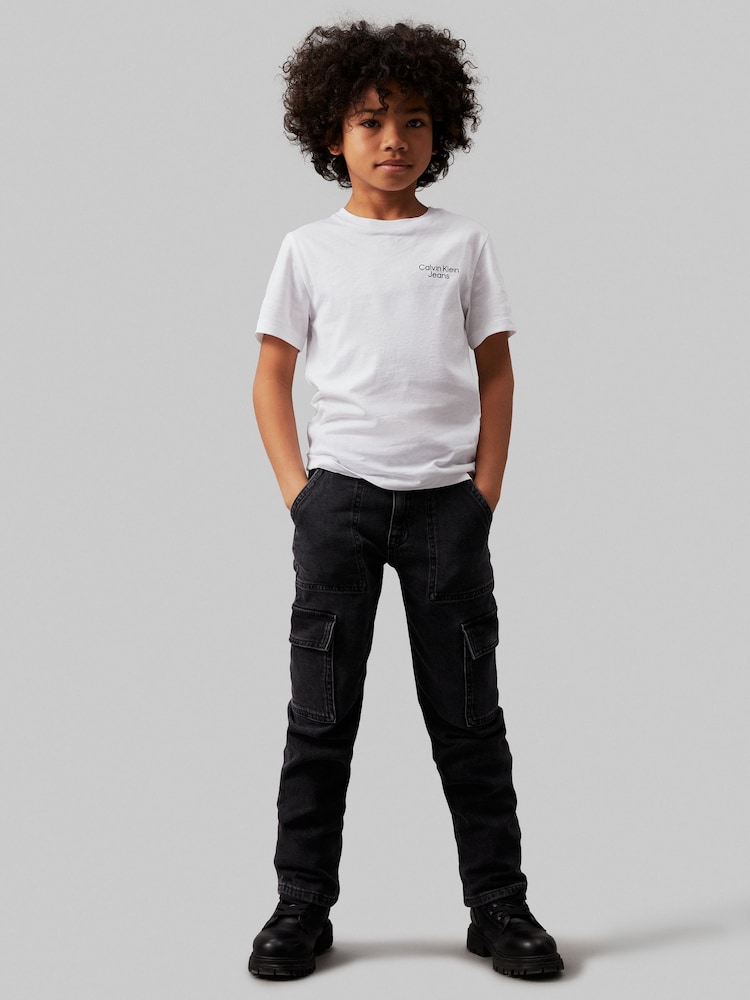Calvin Klein White 100% Cotton Stack Logo T-Shirt - Image 1 of 5 Calvin Klein White 100% Cotton Stack Logo T-Shirt - Image 1 of 5