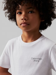 Calvin Klein White 100% Cotton Stack Logo T-Shirt - Image 2 of 5