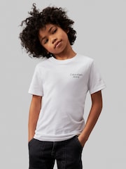 Calvin Klein White 100% Cotton Stack Logo T-Shirt - Image 3 of 5