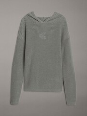 Calvin Klein Green Ribbed Monogram Hoodie - Image 5 of 5
