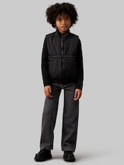 Calvin Klein Black Boxy Light Padded Tape Vest - Image 1 of 5