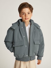 Calvin Klein Grey Padded Nylon Utility Bomber Jacket - Image 1 of 6