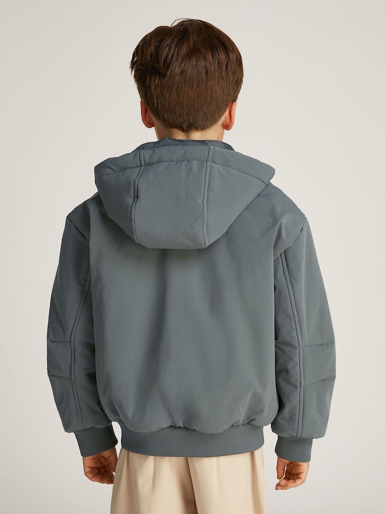 Calvin Klein Grey Padded Nylon Utility Bomber Jacket - Image 2 of 6 Calvin Klein Grey Padded Nylon Utility Bomber Jacket - Image 2 of 6