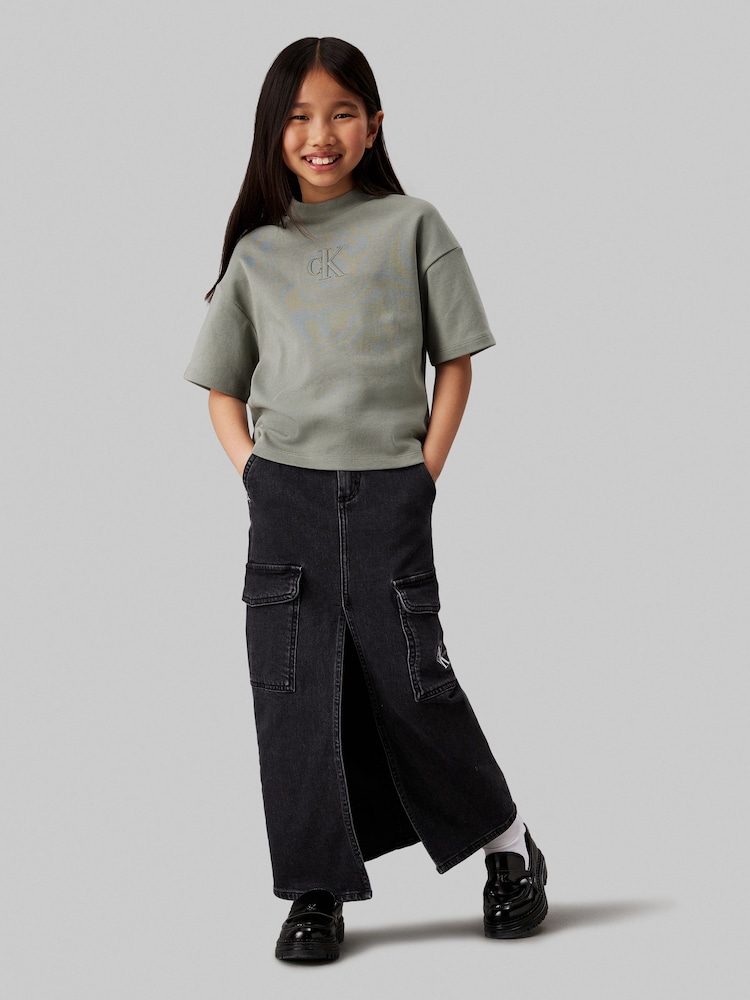 Calvin Klein Green 100% Cotton Stitch Monogram Top - Image 1 of 4 Calvin Klein Green 100% Cotton Stitch Monogram Top - Image 1 of 4