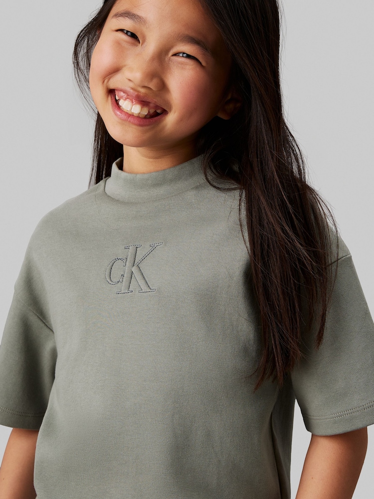Calvin Klein Green 100% Cotton Stitch Monogram Top - Image 2 of 4 Calvin Klein Green 100% Cotton Stitch Monogram Top - Image 2 of 4