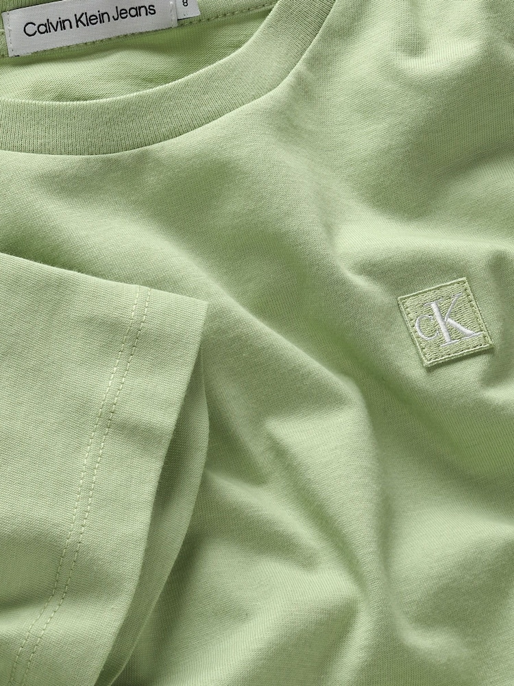 Calvin Klein Green 100% Cotton Monogram Mini Badge T-Shirt - Image 4 of 4