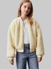 Calvin Klein Natural Reversible Teddy Bomber Jacket - Image 1 of 4