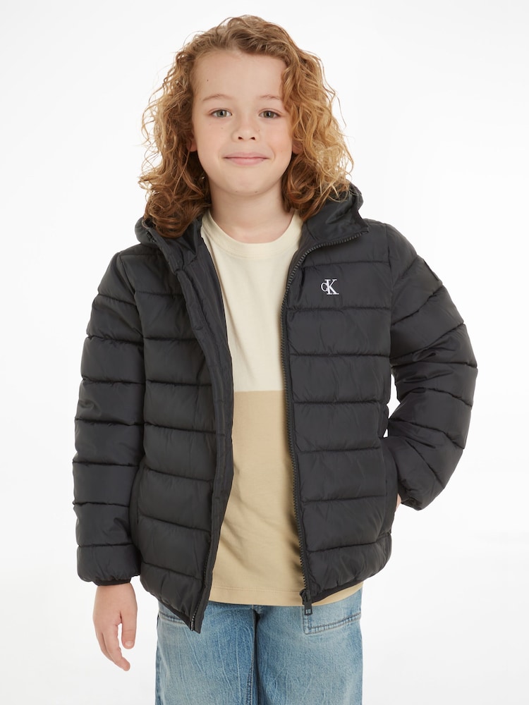 Calvin Klein Black Logo Light Padded Jacket - Image 1 of 6