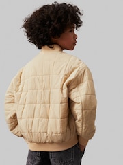 Calvin Klein Green Quilted Zipped Bomber Jacket - Image 2 of 4
