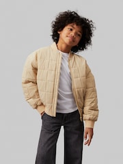 Calvin Klein Green Quilted Zipped Bomber Jacket - Image 3 of 4