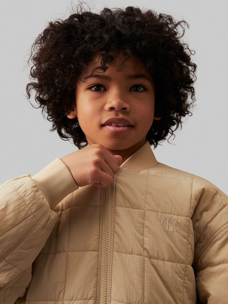 Calvin Klein Green Quilted Zipped Bomber Jacket - Image 4 of 4