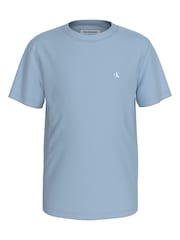 Calvin Klein Blue 100% Cotton Monogram Mini Badge T-Shirt - Image 1 of 5