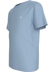 Calvin Klein Blue 100% Cotton Monogram Mini Badge T-Shirt - Image 3 of 5