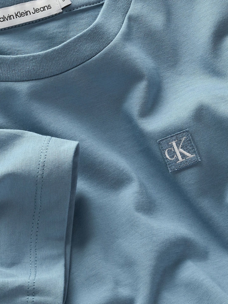 Calvin Klein Blue 100% Cotton Monogram Mini Badge T-Shirt - Image 5 of 5