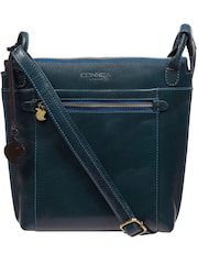 Azul - Bolso bandolera de cuero Rego de Conkca - Imagen 2 de 6