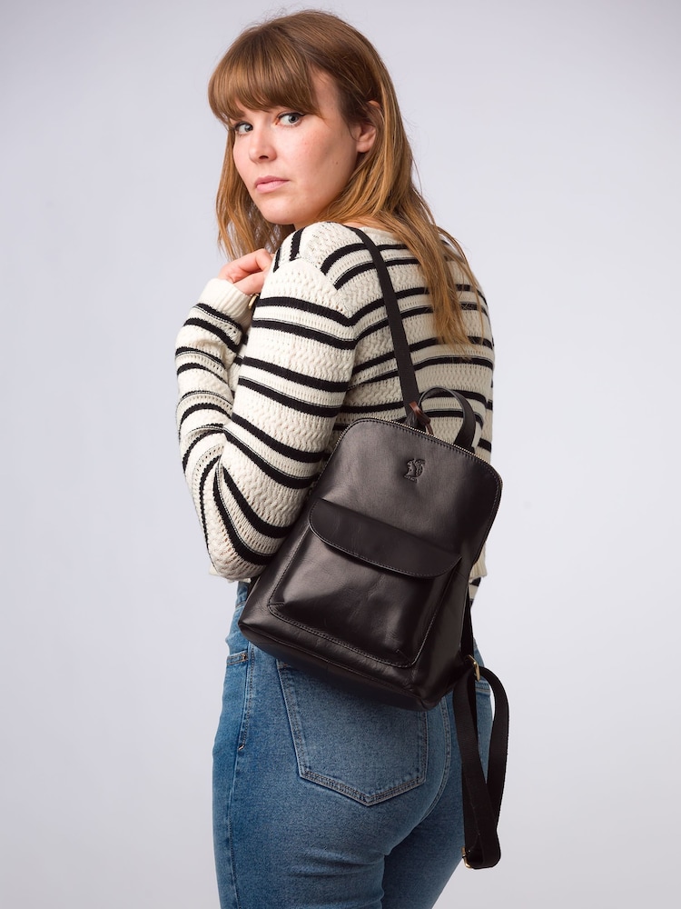 Preto - Conkcade couro 'Kerrie'Backpack - Imagem 1 de 6