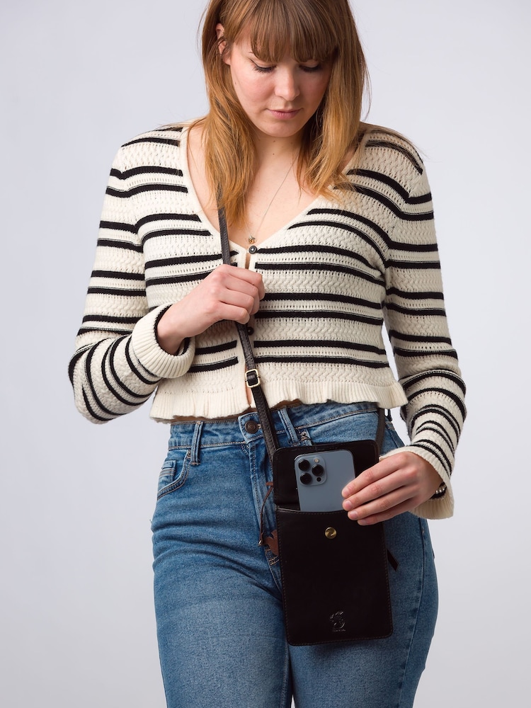 Conkca 'Milly' Leather Cross-Body Phone Black Bag - Image 2 of 6