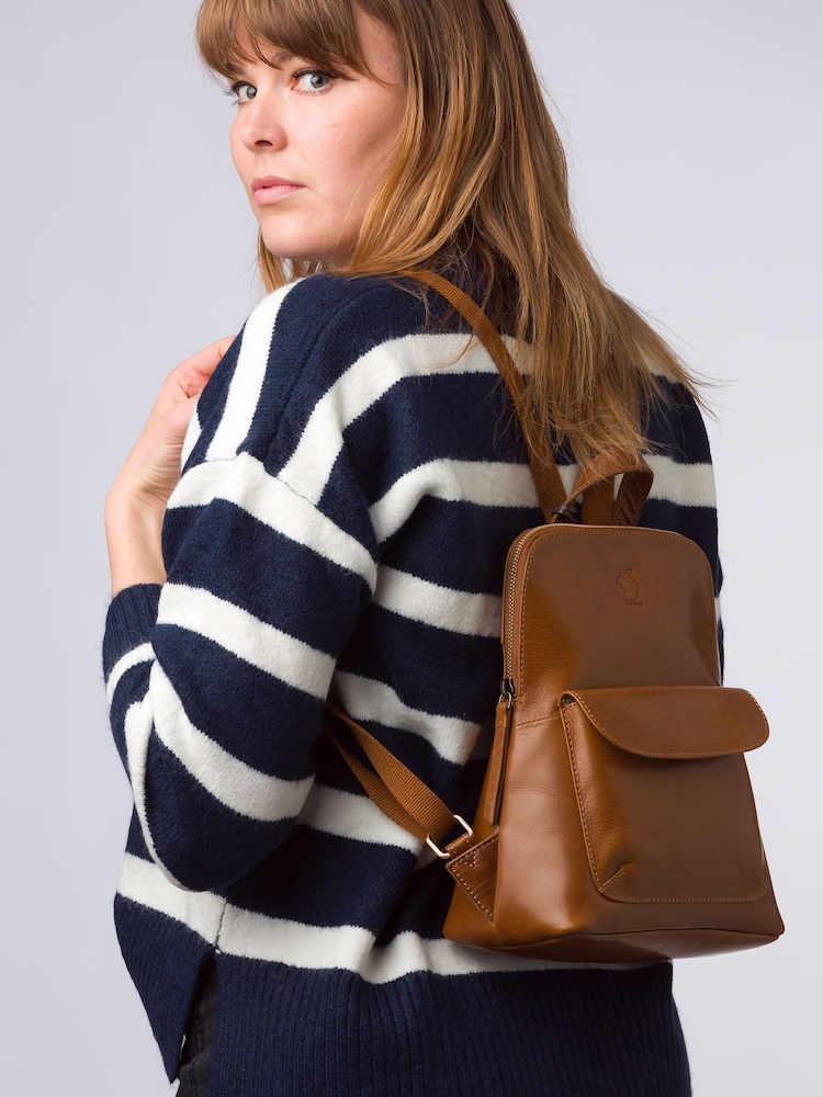 Castanho castanho - Conkcade couro 'Kerrie'Backpack - Imagem 2 de 7