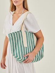 Accessorize črtast; progast tkani ramo 100% bombaž vrečko - Slika 1 iz 3
