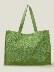 Accessorize Green Embroidered Book Tote Bag - Image 2 of 3