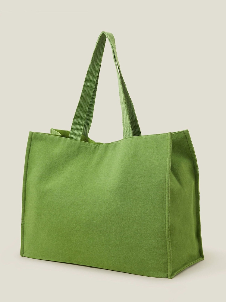 Accessorize Green Embroidered Book Tote Bag - Image 3 of 3